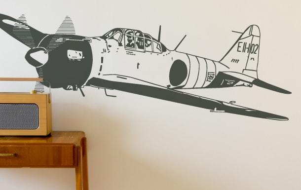 Muursticker vliegen vliegtuig WW2 gevechtsvliegtuig-min