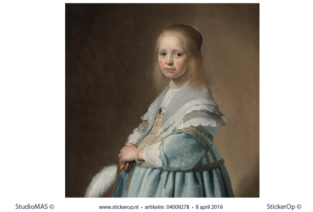 Portret van een meisje in het blauw - vierkant uitsnede - Johannes Cornelisz. Verspronck van een meisje in het blauw-Johannes Cornelisz Verspronck-vierkant