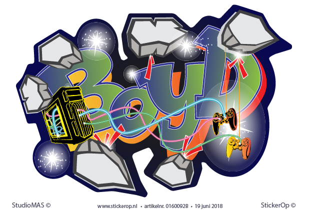 Muursticker graffiti Gaming PC - Boyd