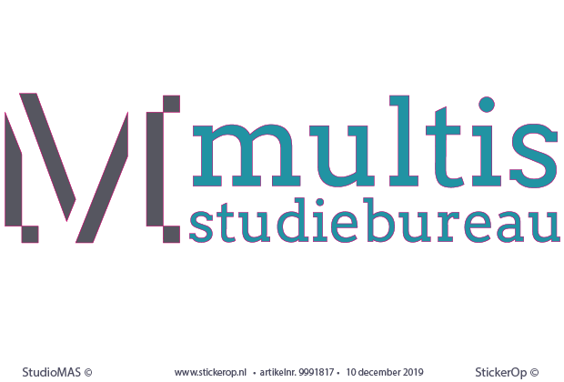 sticker bedrijfslogo op de muur - Multis studiebureau van eigen logo - Multis studiebureau
