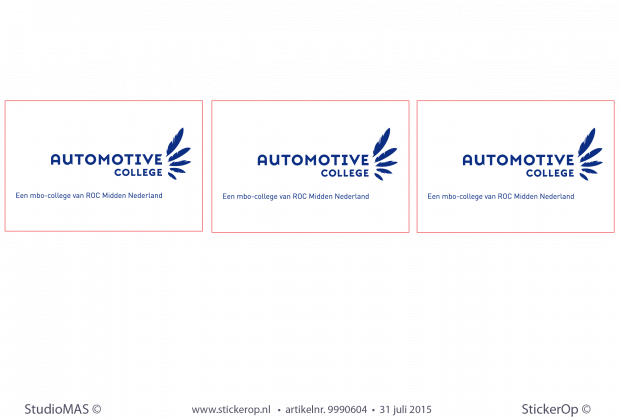 Vinyl sticker - Automotive College - 3 stuks 15 x 10 cm muursticker zakelijk logo Automotive-College